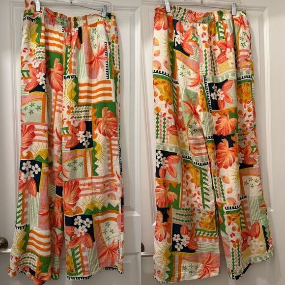 Lulus Pants - Lulus Bohemian Floral Print Pants Wide Leg Size XL